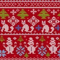 Seamless vector pattern with knitted elements on a Christmas theme Royalty Free Stock Photo